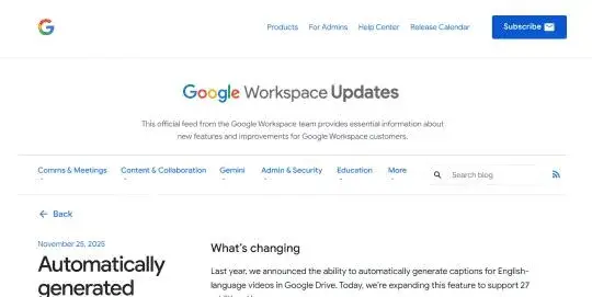 Google Drive tự động tạo phụ đề video cho 27 ngôn ngữ